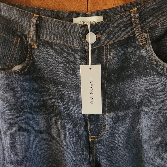 Jason Wu Dark Blue Wide-Leg Free-Flowing Faux Jean Weighted Pants, S12, NWT - Picture 2 of 6